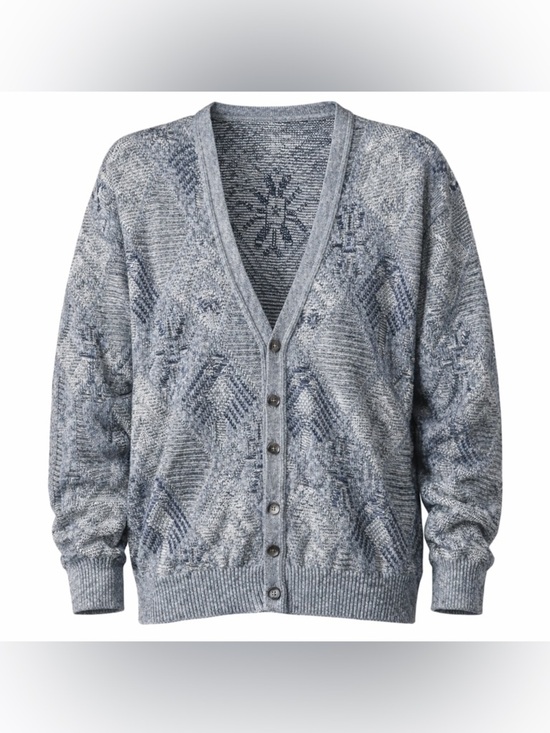 Vintage Other - Vintage Textured Grandpa Knit knit – geometric gray – large
